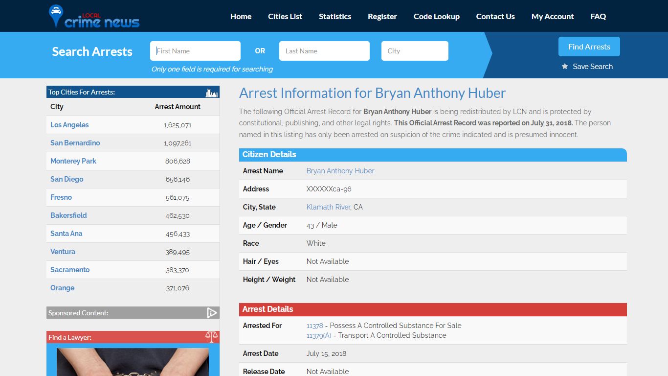 Bryan Anthony Huber Arrest Record Details | Local Crime News in ...